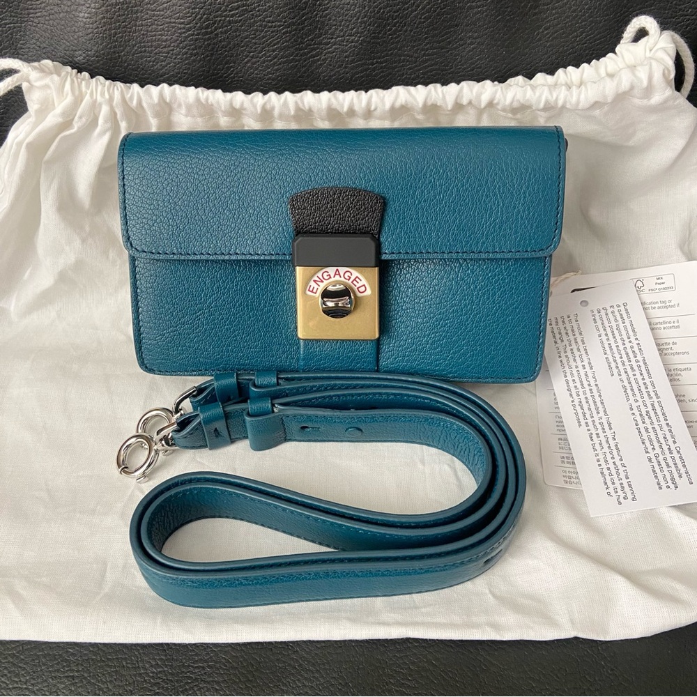 NWT MAISON MARGIELA ENGAGED LEATHER AND CANVAS DOUBLE SIDE SHOULDER BAG Peacock